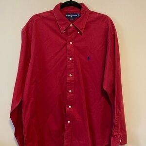 Vintage Men’s Ralph Lauren Red Collared Buttondown Longsleeve Shirt Blake size L